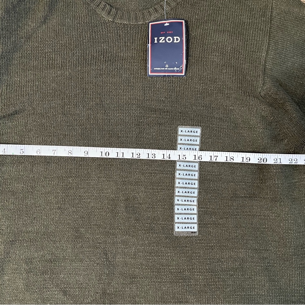 IZOD Men's Olive Crewneck Sweater NWT Sixe XL - Picture 3 of 7